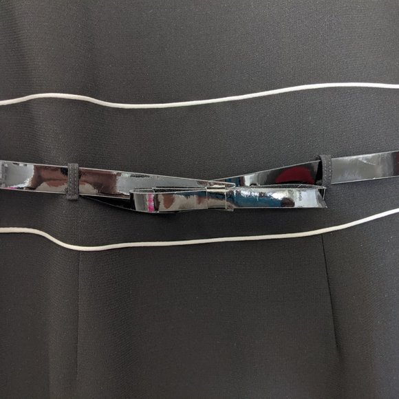 Tahari Black Sleeveless Dress w/ White Piping Sheath Dress - Picture 7 of 10